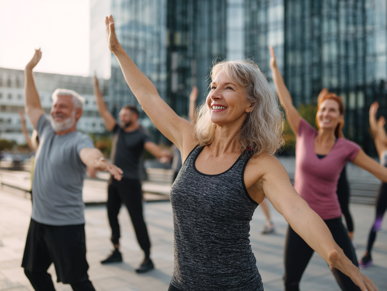 Люди різного віку займаються фітнесом